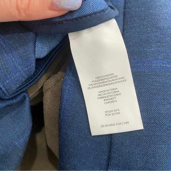 CAbi Windowpane Blazer Blue Plaid One Button Career Work Jacket Sz 12 - Picture 4 of 12